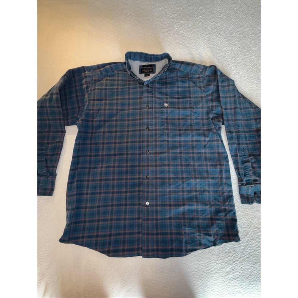 Ariat Pro Series Mens‎ Large Stretch Plaid Long Sleeve Button Up Shirt Western